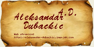 Aleksandar Dubačkić vizit kartica